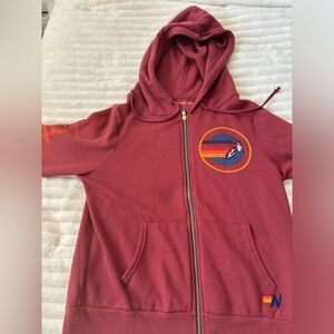 small burgundy aviator nation logo zip up!